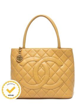 Chanel Tote Gold Caviar Leather Reissue Medallion No 5
